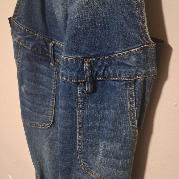Maternity indigo blue side panel letdown hem maternity Overalls size XS. - Picture 5 of 10